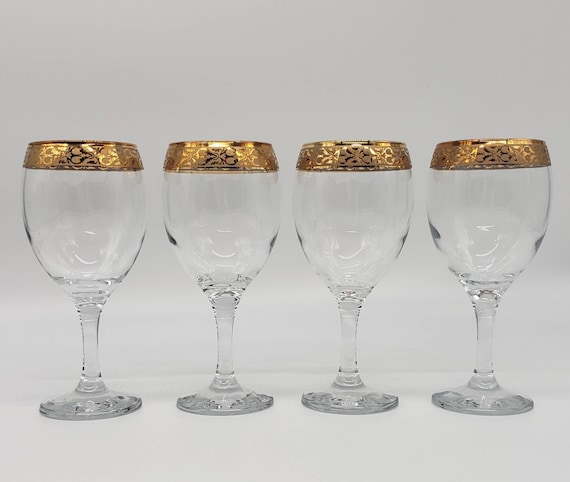 Vintage Italian Goblet Wine Glasses Set of 4, Wine Glass for Gift