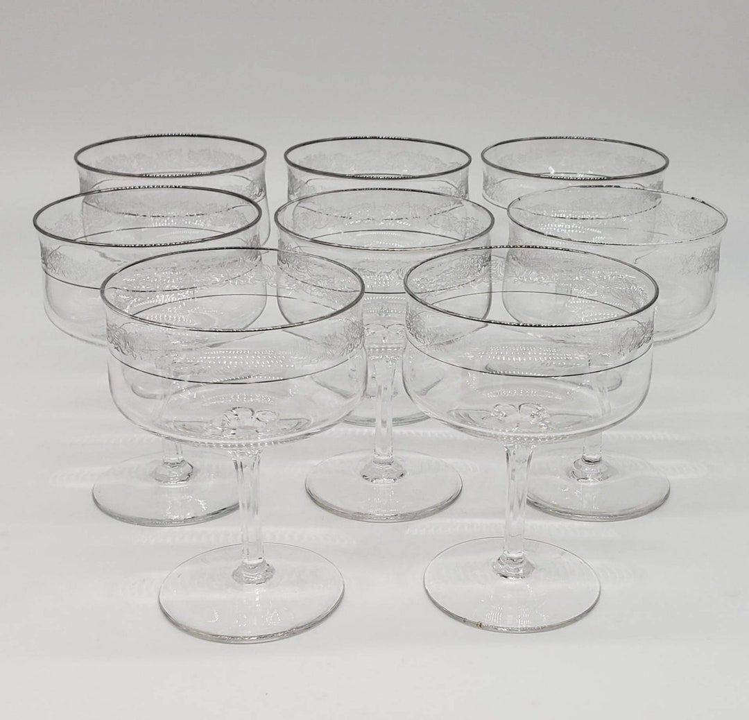 Vintage Moonspun Crystal Champagne Tall Sherbert Glasses by Lenox