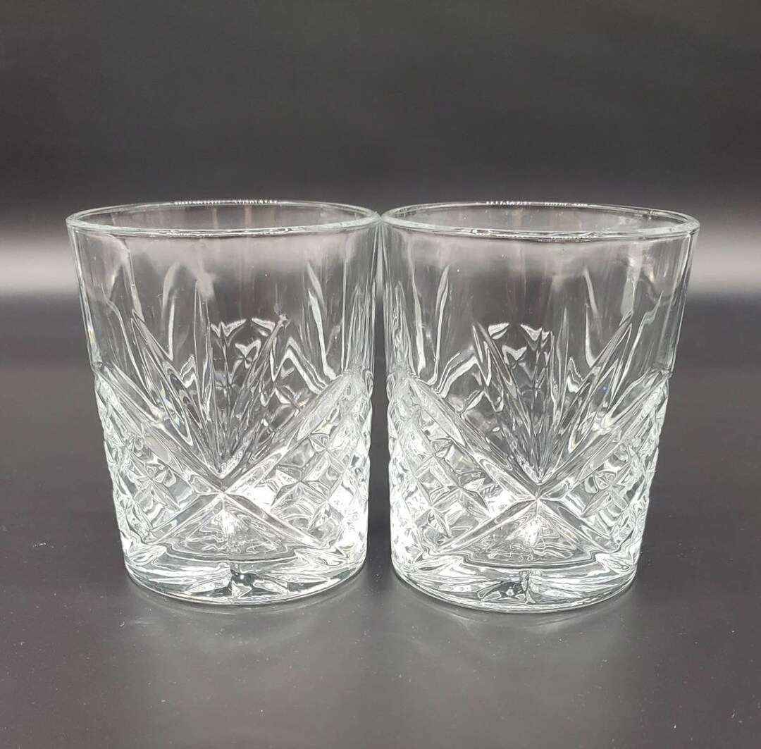 Vintage Whisky Glasses Fan and Bevel Cut Barware Etsy