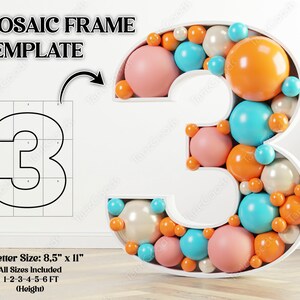 Number 3 Marquee Number Template Mosaic Number Marquee - Etsy