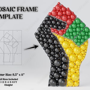 Black Power Fist Mosaic Template, Black Power Decor Template, Fist Mosaic From Balloons Template, Mosaic Prop Template