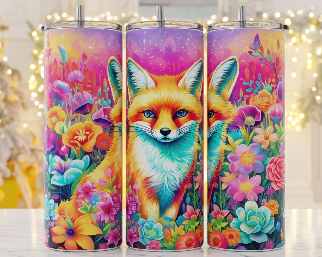 Fox Tumbler Wrap, Fox Tumbler Sublimation Design, 20oz Skinny Tumbler