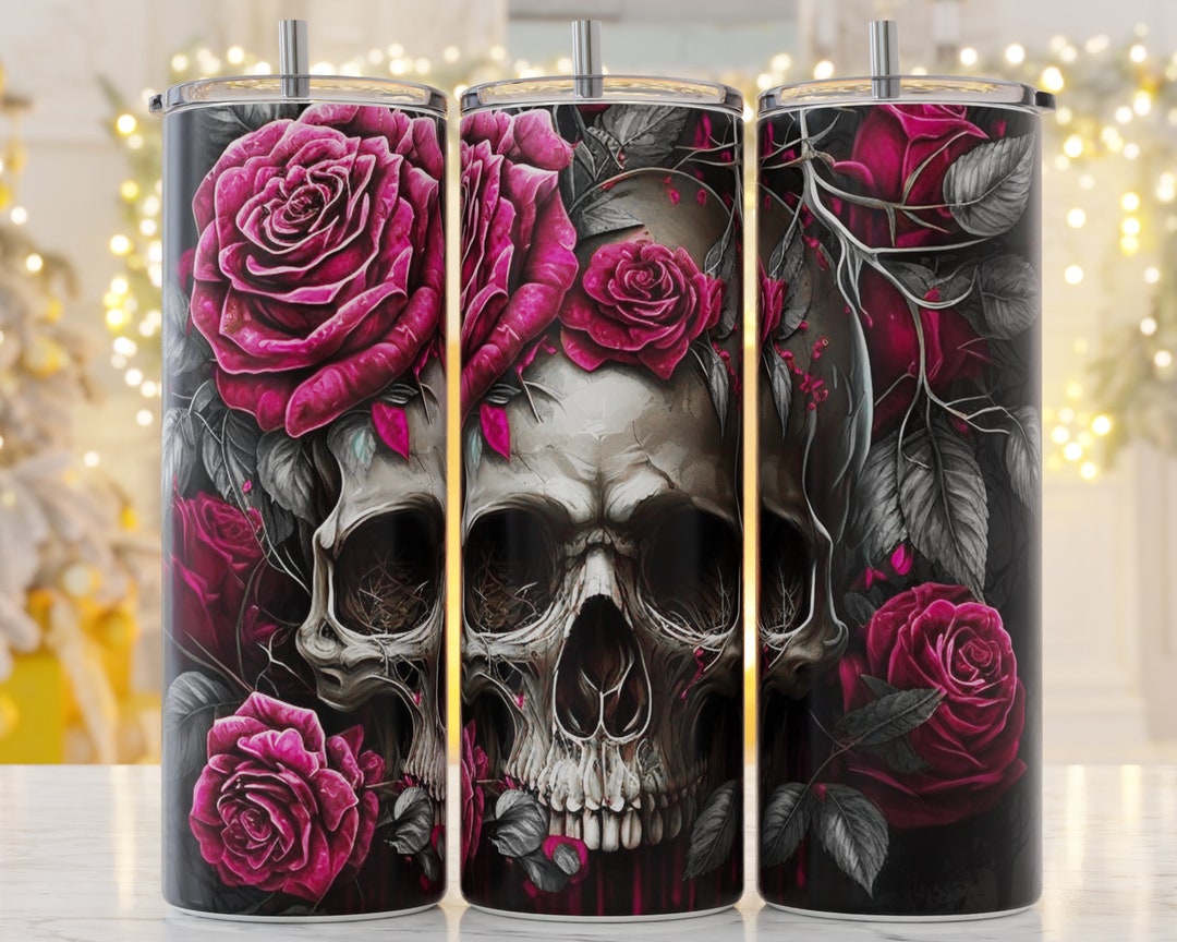64HYDRO 20oz Unique Skull Gifts for Men, Women, Gothic Gifts for Women,  Goth Gifts, Valentines Day Gifts for Her, Him, Inspirational Rose Flower  Skull Tumbler C… in 2023