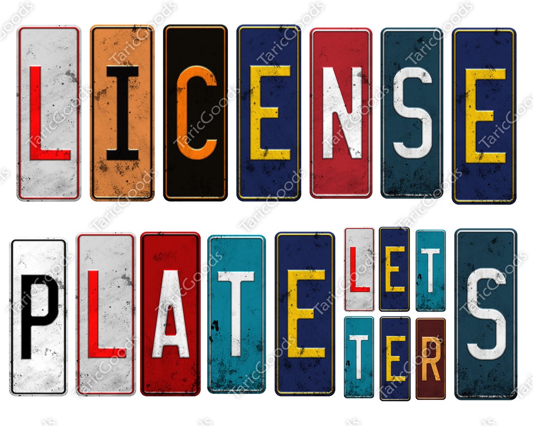 License Plate Letters Png Alphabet Numbers Clipart Printable Files Etsy