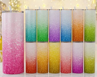 Glitter Ombre Tumbler Wrap, Tumbler Sublimation Design Bundle, Gradient Tumbler Png, Sparkling Glitter Tumbler Bundle, Seamless