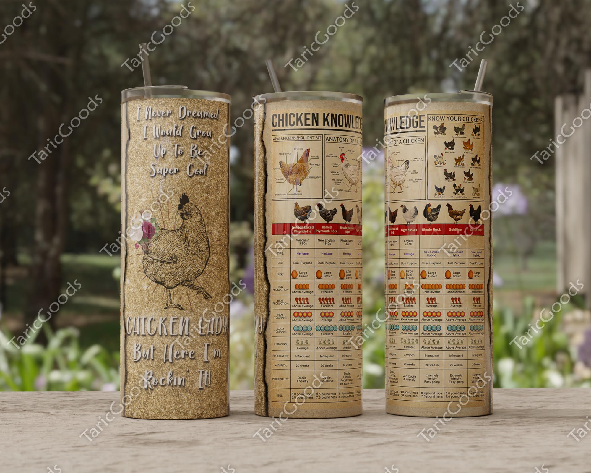 Drawing & Illustration Chicken Lady 20oz Skinny Tumbler Wrap PNG Art ...