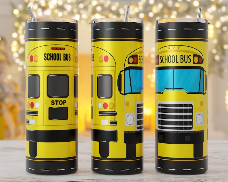 School bus tumbler wrap