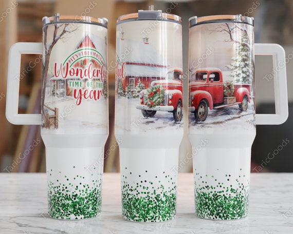 Christmas 40oz Tumbler Wrap, Christmas 40 oz Tumbler Png, 40oz Quencher  Sublimation Designs, Most wonderful time of the year 40oz Tumbler