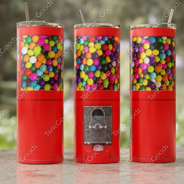 Bubble Gum Machine  20oz Skinny Tumbler Sublimation desing template tumbler wrap, Bubble gum Machine Straight Tapered Digital Download