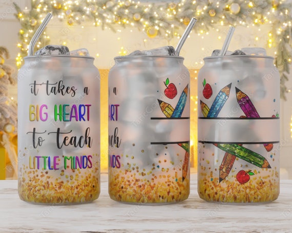 Teacher Sublimation 16oz Libbey Can Tumbler Png, Glass Can Wrap,  Sublimation Designs, Beer Can Glass Template