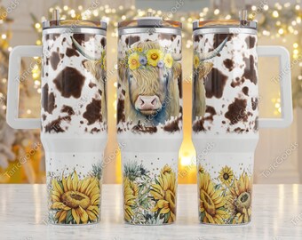 40oz Tumbler Wrap Highland Cow 40oz Sublimation Design - Etsy