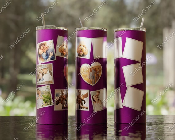 Gobelet photo violet coeur png, cadre photo, conception par