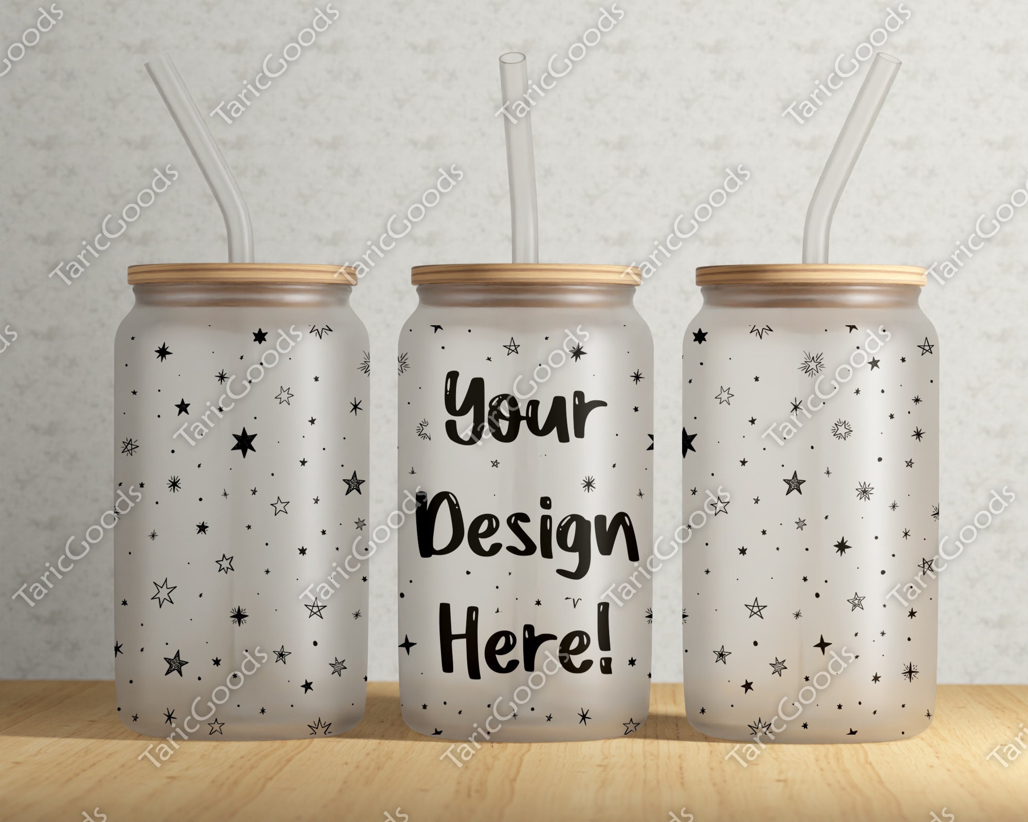 16oz Libbey Glass Can with Bamboo Lid Mockup - Digital Download Glass  Mockup - Wrap Libbey Mock Up - Glass cup can Template