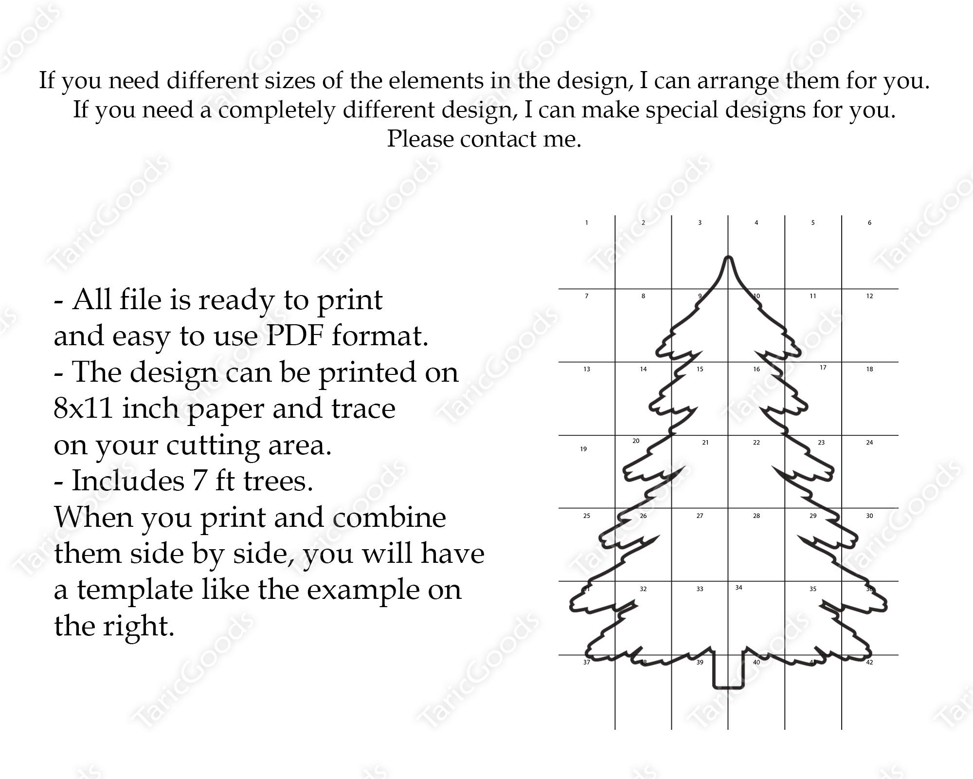 Wooden Christmas Tree Template Tree Silhouette Template Etsy