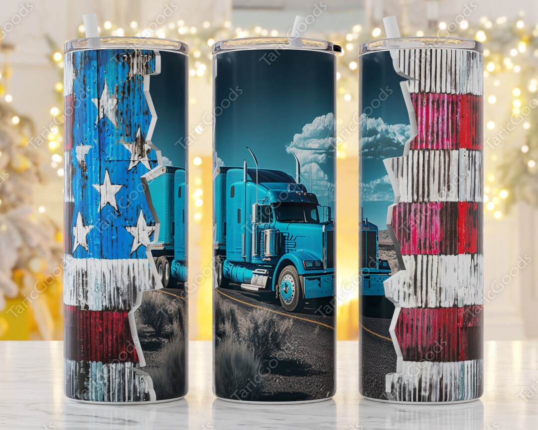 Truck Driver Tumbler Wrap 20 Oz Skinny Tumbler Sublimation Design