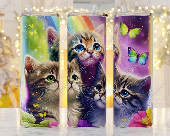 Kawaii Tumbler Wraps  Cute Cat Tumbler Design