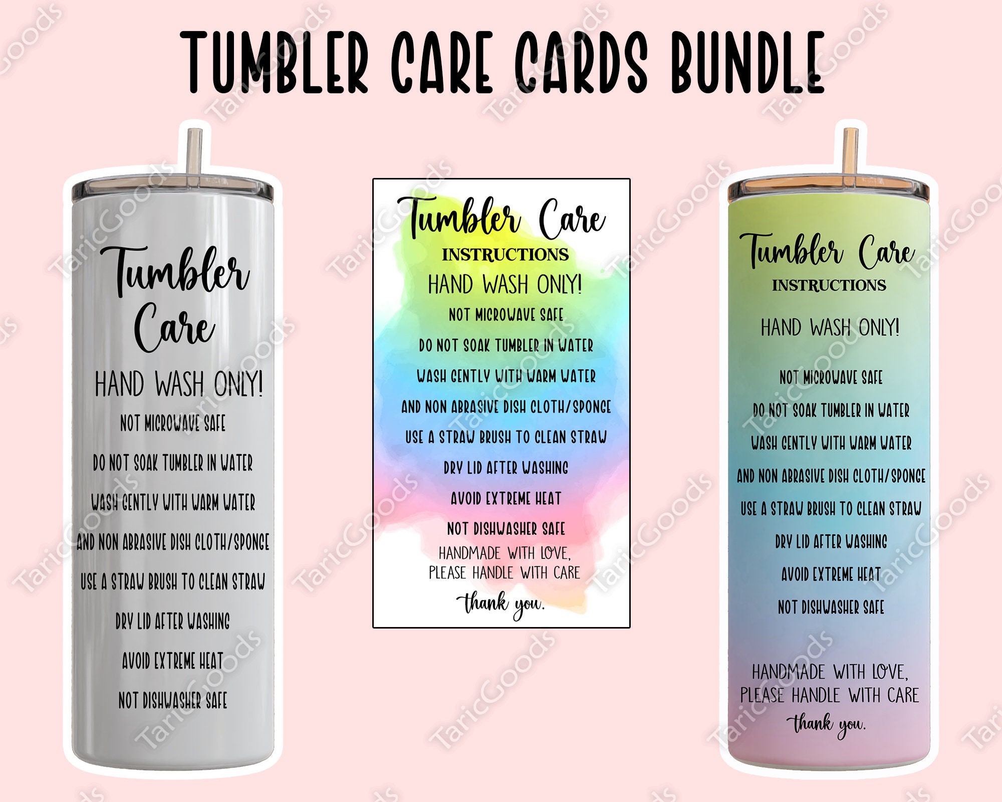 Skinny tumbler care card, sublimation tumbler care, Printable cut care  card, Cup care card, Sublimation Tumbler Care Card