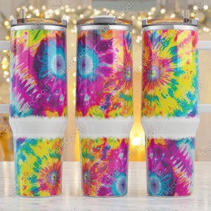 IN STOCK 40 Oz Tie Dye Tumbler Purple Stanley Dupe Summer Cup With