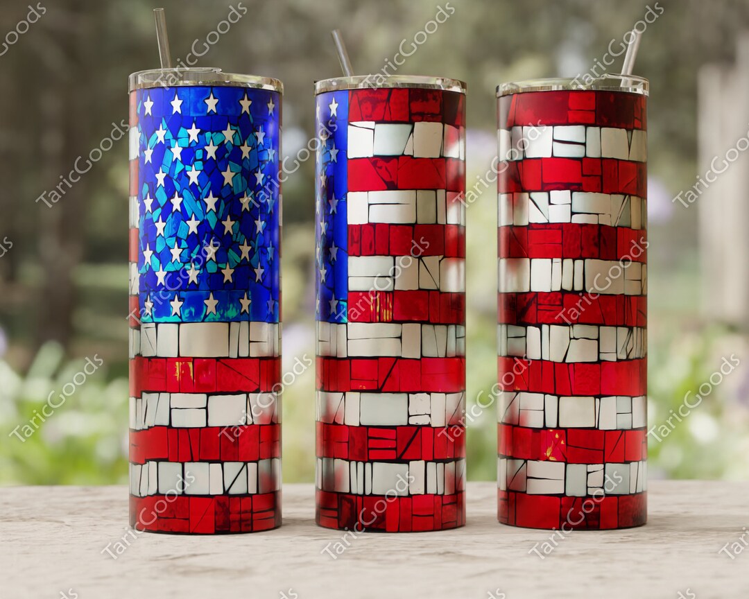 American Flag Pattern Stained Glass Template PNG 20oz Skinny - Etsy