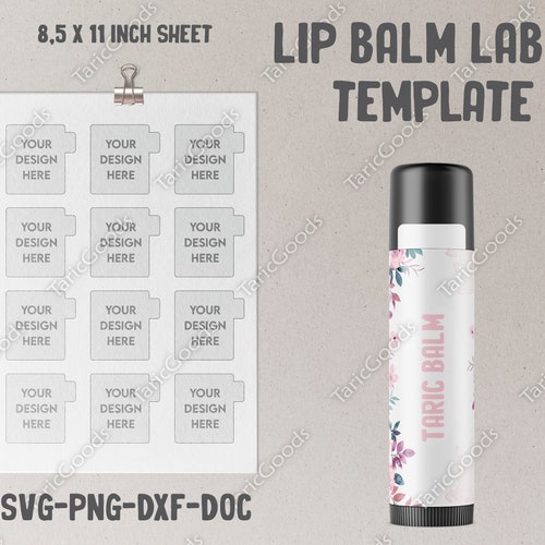 Lip Balm With Seal Tab Label Template Svg Dxf Png Ai Files Etsy Canada