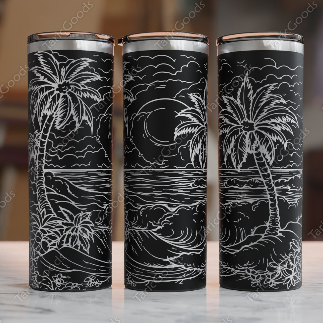 Beach Vibes 20oz Tumbler Laser Wrap, 20oz Skinny Tumbler Laser Wrap Svg