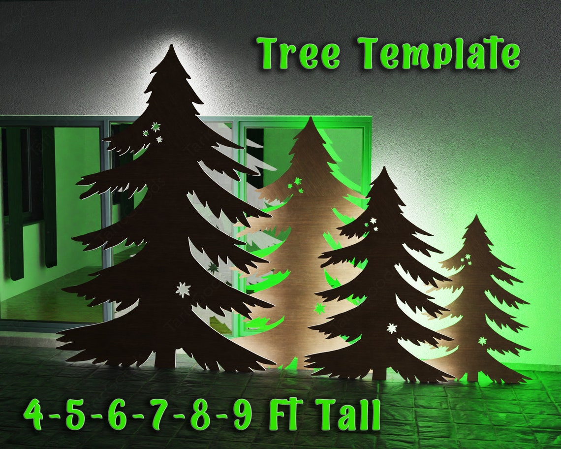 Wooden Christmas Tree Template Tree Silhouette Template - Etsy