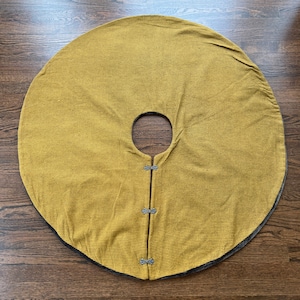 Antique mustard gray Christmas tree skirt| Custom handmade in the USA