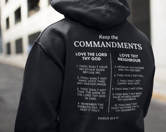 Keep the Commandments - Unisex Christian Hoodie, 10 Commandments hoodie, Christian clothing, God&#39;s Law pullover