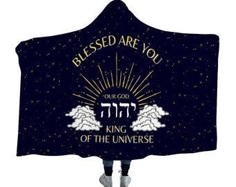 YHWH Blessed are you - Christian Hooded Blanket, Christian Blanket, Hooded Plush, Polar fleece