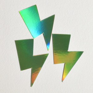 NEW - Beau sticker holographique "Eclair"  modèle vert clair