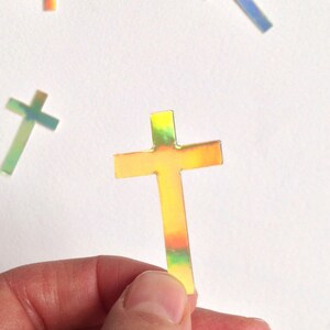 Pegatina holográfica de Navidad "Cruz", pegatina holográfica - Adviento, Navidad, Cristo, Vacaciones, Alegría