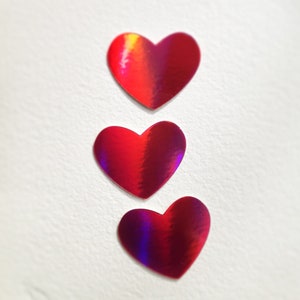 Sticker holographique en forme de coeur rouge * Amour, Saint Valentin, tendresse, mariage