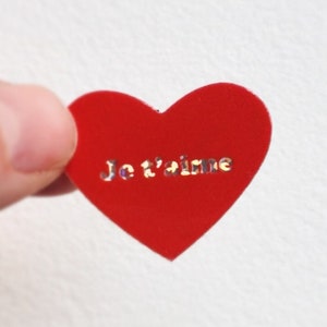Sticker scintillant en forme de coeur "Je t'aime" * amour, Saint Valentin, tendresse