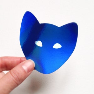 Super grand sticker holographique "Chat Bleu" * autocollant holographique, mystère, mignon
