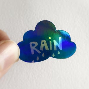 ホログラムステッカー「ブルーレイン」*夢、雲、光、雨、青