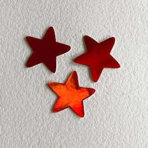 Ensemble de 3 stickers holographiques "Etoile" de couleur rouge, autocollant holographique, étoile, céleste, magie