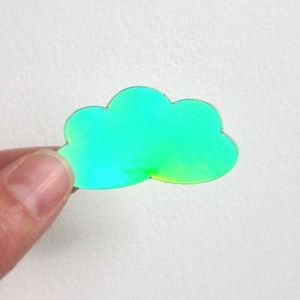 NUEVO - Hermosa pegatina holográfica "Nube" en color verde, pegatina holográfica, nube, cielo, poesía, sueño