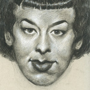 Rosaleen Norton 9 x 12 Original Drawing -- Queer Icon, Bisexual Women, Witches, Witchcraft, Witch History, Herstory, Australia, Portrait