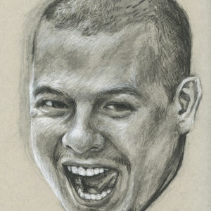 Alexander McQueen 9 x 12 Original Drawing -- Fine Art, Queerdos, Queer Art, Fashion, Designer, Portrait, Haute Couture, Gay Icon