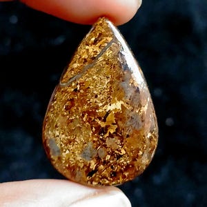 Natural Bronzite Cabochon: Pear Loose Gemstone, 42 Carat (34x23x5mm)