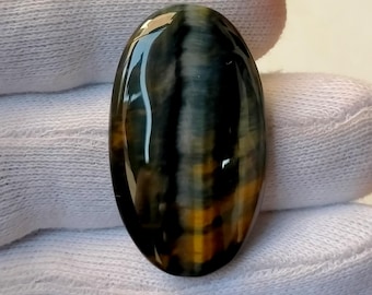 Blauwe tijgeroog cabochon: gepolijste haviksoog-edelsteen, 32 karaat