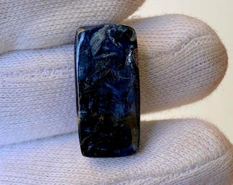 Natural Pietersite Cabochon: Blue & Gold Swirl Storm Stone Pendant (24x12x4 mm)