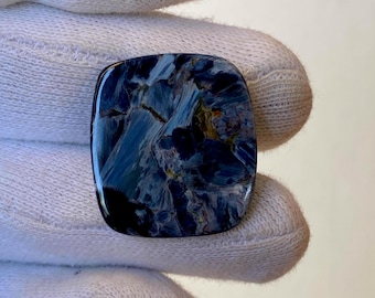Natural Pietersite Cabochon: Blue & Gold Swirl Storm Stone, 18 Carat