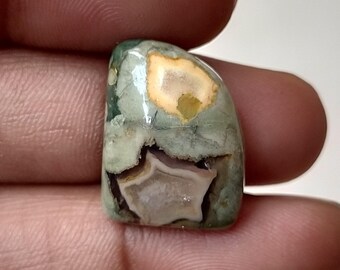 Natural Rainforest Rhyolite Jasper Cabochon: Loose Gemstone (19x15x6mm)