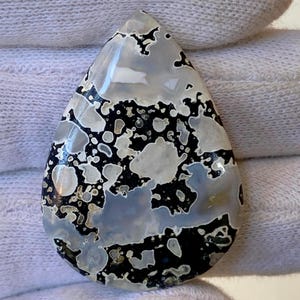 Pear Moss Agate Cabochon: AAA+ Quality Loose Gemstone (38X27X5 mm)
