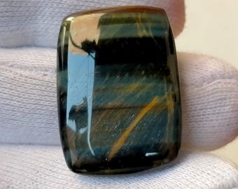 Blauwe tijgeroog cabochon: gepolijste haviksoog-edelsteen, 31 karaat