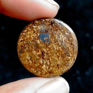 Natural Bronzite Cabochon: Round Loose Gemstone, 37Ct (25x25x5mm)