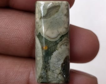 Rainforest Rhyolite Jasper Cabochon: Loose Gemstone for Jewelry Making (28x12x6mm)