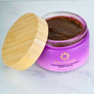 Strawberry & Coconut Organic Body Scrub - Vegan | Mothers Day Gift | Gifts For Mum | Handmade | Organic Ingredients | Natural Skin Care