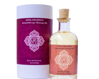 Huile de massage d'aromathérapie biologique - Mélange de chakras racines par Aura Organics